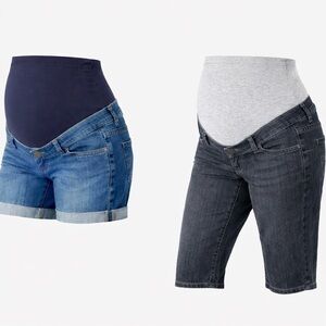 Maternity Denim Bundle XS – Thyme + Blue Jean Shorts Over Belly